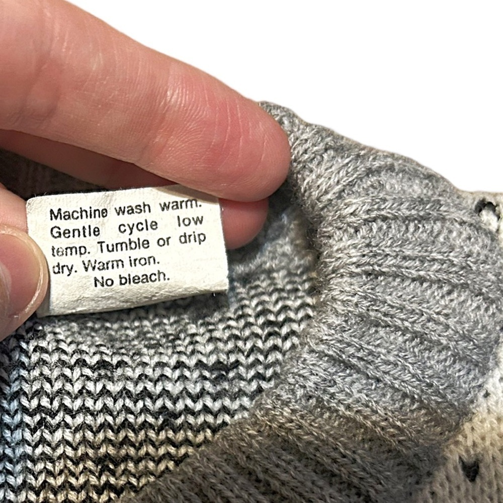 Vintage KP Collection Nordic Sweater Gray Fair Isle Men’s Large - Picture 11 of 14